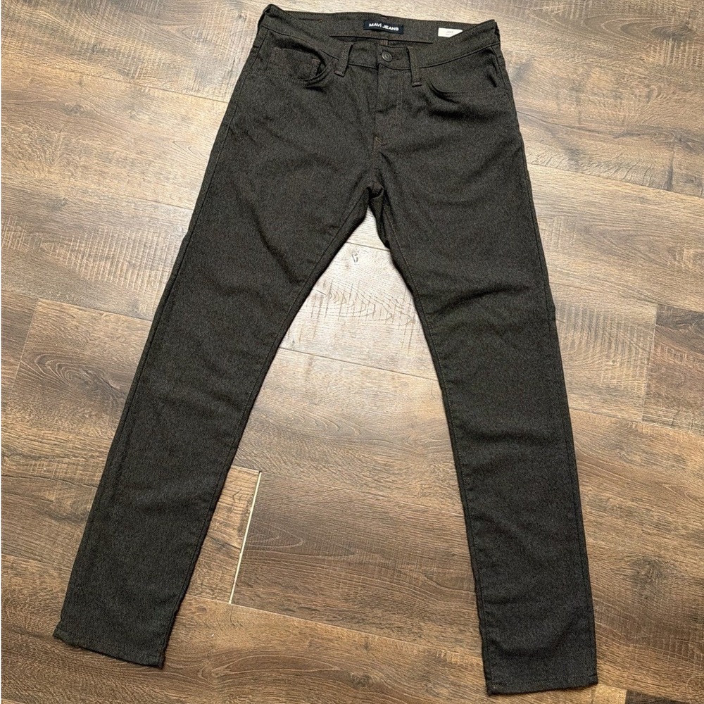 Mavi Jake Mens 30x32 Dark Brown Charcoal Slim Leg Jeans Tapered Denim